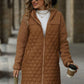 Texture Zip Up Long Sleeve Hooded Coat