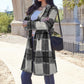 Double Take Full Size Plaid Button Up Lapel Collar Coat