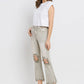 Lovervet Distressed Raw Hem Cropped Flare Jeans