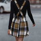 Crisscross Plaid Wide Strap Overall Dress