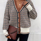Plaid V-Neck Button Up Cardigan