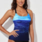 Scoop Neck Sleeveless Printed Swim Top
