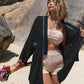 Embroidered Open Front Long Sleeve Cover Up