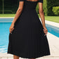 Perfee Pleated Off-Shoulder Midi Dress