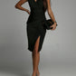 Slit Ruched Surplice Tank Dress
