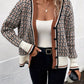 Plaid V-Neck Button Up Cardigan