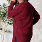 Basic Bae Full Size Ribbed Round Neck Long Sleeve Slit Top