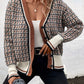 Plaid V-Neck Button Up Cardigan