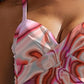 FAM-FAM Printed Sweetheart Neck Spaghetti Strap One-Piece Swimwear